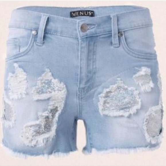 NWOT Venus distressed sequin shorts size 20 - Picture 1 of 4